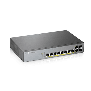 Гибридный коммутатор Smart L2 коммутатор PoE+ для IP-видеокамер Zyxel NebulaFlex Pro GS1350-12HP, rack 19", 10xGE (8xPoE+), 2xSFP, бюджет PoE 130 Вт, питание до 250м, автоперезагрузка (незначительное повреждение коробки)