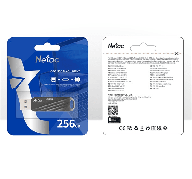 Носитель информации Netac US11 256GB USB3.2+TypeC Dual Flash Drive