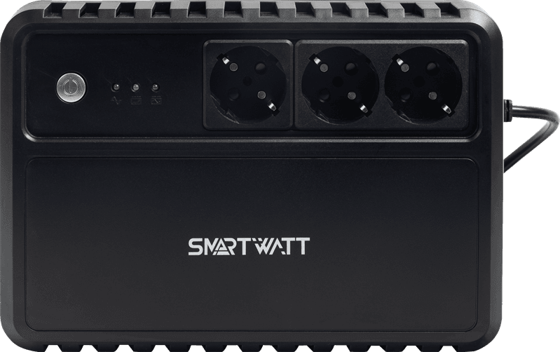 Источник бесперебойного питания SmartWatt ИБП линейно-интерактивный, мощность 600/360 ВА/Вт, напольный, LED индикация, Shuko CEE7/4 - 3 шт.