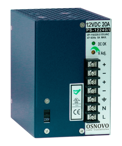 Блок питания/ OSNOVO Промышленный блок питания. DC12V, 20A (240W). Диапазон входных напряжений: AC195-265V
