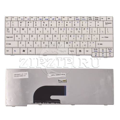Клавиатура для ноутбука Acer Aspire One A110L, A110X, A150L, A150X, D250, ZG5 Series WHITE