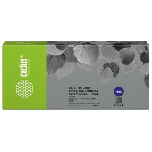 Картридж струйный Cactus CS-EPT01C100 T01C1 черный (188мл) для Epson WorkForce Pro WF-C529RDTW/WF-C579RD2TWF/WF-C579RDTWF Pro (Cactus)