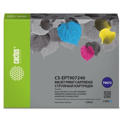 Картридж струйный Cactus CS-EPT907240 T9072 голубой (120мл) (Cactus)