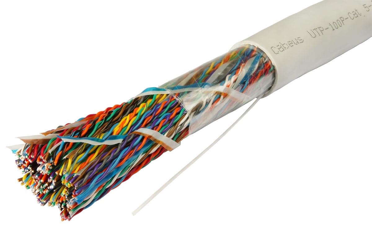 Cabeus UTP-100P-Cat.5-IN Кабель витая пара UTP (U/UTP), категория 5, 100 пар (24 AWG), одножильный (solid), PVC нг(А)-LS