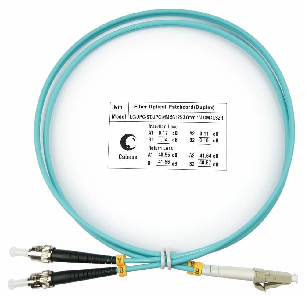 Cabeus FOP-50-LC-ST-1m ШНУР ОПТИЧЕСКИЙ DUPLEX LC-ST 50/125 MM OM3 1М LSZH