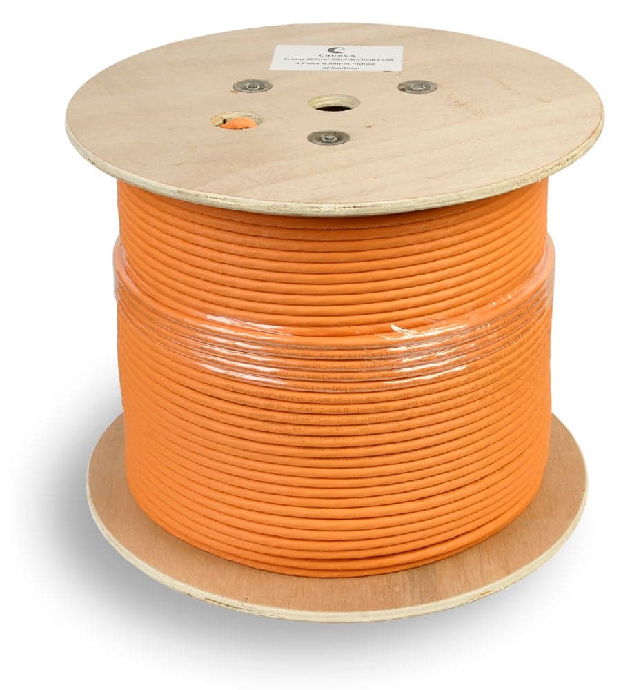 Cabeus SSTP-4P-Cat.7a-SOLID-IN-LSZH Кабель экранированная витая пара SSTP (S/FTP), категория 7a (расширенный диапазон рабочих частот до 1000MHz), 4 пары (23 AWG), одножильный (solid), LSZH, нг(А)-HF
