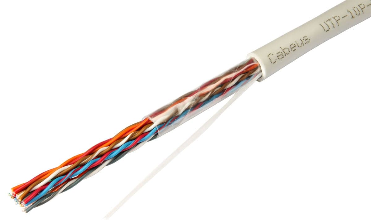 Cabeus UTP-10P-Cat.5-IN Кабель витая пара UTP (U/UTP), категория 5, 10 пар (24 AWG), одножильный (solid), PVC нг(А)-LS