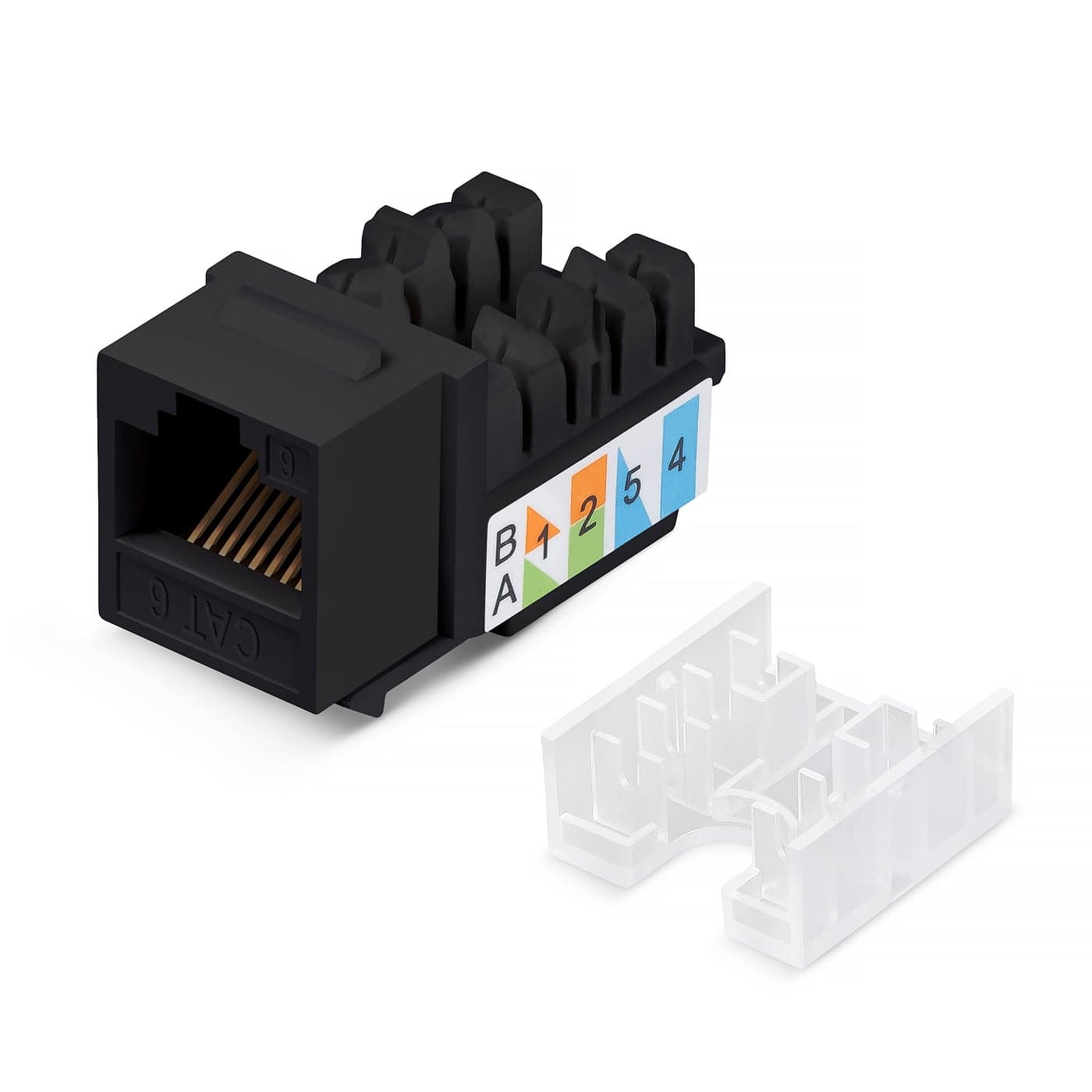 Модуль Cabeus KJ-RJ45-Cat.6-90-SW-BK Keystone Jack RJ-45, категория 6, заделка тип 110, черная, со стяжкой