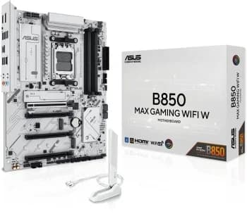 ASUS B850 MAX GAMING WIFI W (Socket AM5, ATX, 4xDDR5(256GB), DP/HDMI 2.1, 1xPCIe 5.0x16/1xPCIe 4.0x16/2xPCIe 3.0x16, 1xLAN (2.5GbE), Wi-Fi, BT, 4xSATA 6Gb/s, 3xM.2, 1*Type-C, 5xUSB 3.2, 2xUSB 2.0)