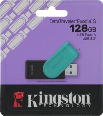 Флеш-накопитель 128GB USB 3.2 Gen 1 DataTraveler Exodia S (Black + Black)/ Kingston 128GB USB 3.2 Gen 1 DataTraveler Exodia S (Black + Black)
