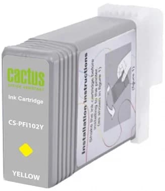 -/ Картридж струйный Cactus CS-PFI102Y желтый (130мл) для Canon IP iPF500/iPF600/iPF700/MFP M40/iPF765/