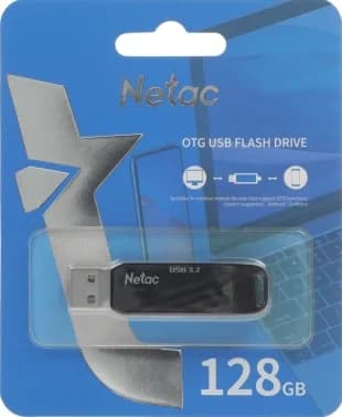 Netac USB-накопитель US11 NT03US11C-128G-32BK 128ГБ USB3.0/Type-C черный/серебристый