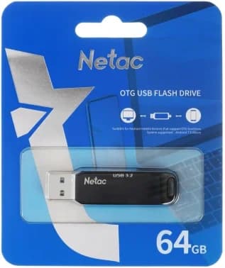 Флешка USB Netac US11 черный 64Gb USB Type-A + USB Type-C, metal/plastic case