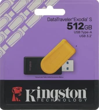 Флеш-накопитель 512GB USB 3.2 Gen 1 DataTraveler Exodia S (Black + Black)/ Kingston 512GB USB 3.2 Gen 1 DataTraveler Exodia S (Black + Black)