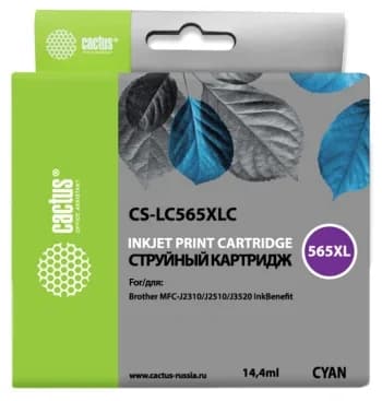 -/ Картридж струйный Cactus CS-LC565XLC голубой (14.4мл) для Brother MFC-J2510