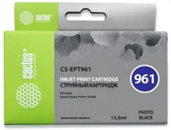 -/ Картридж струйный Cactus CS-EPT961 T0961 фото черный (13мл) для Epson Stylus Photo R2880