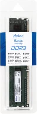 Память DDR3 4GB 1600MHz Netac NTBSD3P16SP-04 Basic RTL PC3-12800 CL11 DIMM 240-pin 1.5В dual rank Ret