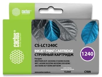 -/ Картридж струйный Cactus CS-LC1240C голубой (12мл) для Brother MFC-J6510/6910DW