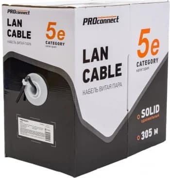 Кабель витая пара PROconnect UTP 4PR 24AWG, CCA, cat.5e, PE, OUT (бухта 305 м)