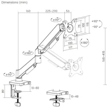 Cactus CS-VM-MG-80-BK Кронштейн для монитора настольный 17-32" 9кг