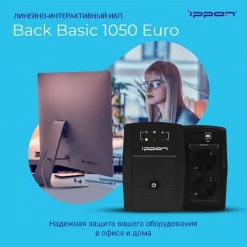 IPPON Back Basic 1050 Euro ИБП линейно-интерактивный 1050ВА/600Вт 2xSchuko USB