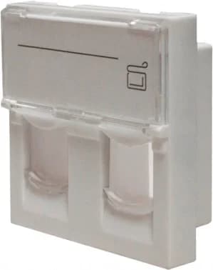 Панель Suprlan 10-0302-1, лицевая со шторкой 45x45, 2xKeystone ABS пластик, белый