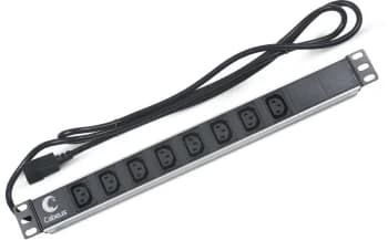 Блок розеток Cabeus PDU-8I-2IEC для 19" шкафов, горизонтальный, 8 розеток IEC 320, 10 A, без выключателя, алюминиевый корпус, шнур 2 м, вилка IEC 320