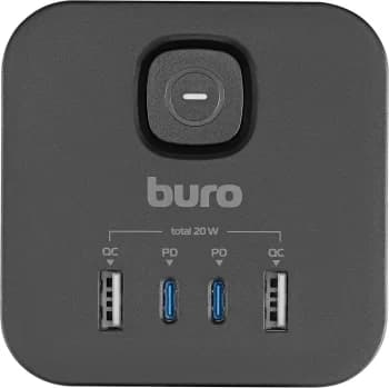 Сетевой разветвитель Buro BU-PW3UC-Plus-B (3 розетки) черный (пакет ПЭ)