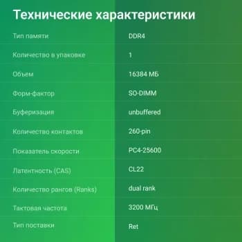 Память DDR4 16Gb 3200MHz Digma DGMAS43200016D RTL PC4-25600 CL22 SO-DIMM 260-pin 1.2В dual rank Ret