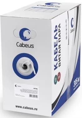 Кабель витая пара Cabeus, LSZH (нг(A)-HFLTx), U/UTP, кат. 5е, проводник Ø 0,5мм, 305м, коробка, тип прокладки: внутри зданий, цвет: серый