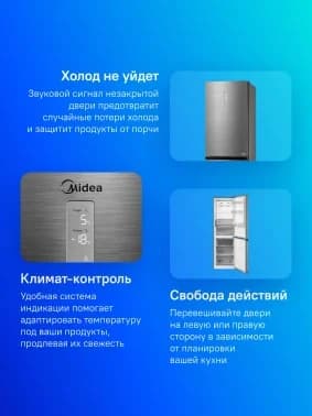 Холодильник Midea MDRB471MGF46O 2-хкамерн. нержавеющая сталь