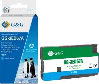 G&G GG-3ED67A Картридж струйный 712 Cyan 29мл с чипом