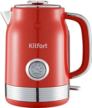 Чайник электрический Kitfort КТ-6791 1.7 л, 2200 Вт, красный/серебристый корпус: металл/пластик
