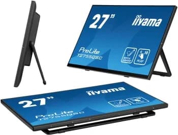 Монитор 27" Iiyama ProLite T2755QSC-B1 IPS 2560x1440, 75 Гц, 5 мс, 16:9, 400 кд/м², HDMI, DP, 3.5 Jack, USB Hub (2x USB 3.0), динамики (2x1 Вт), сенсорный экран, черный