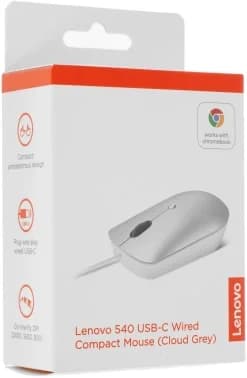 Мышь проводная Lenovo 540 светло-серый, 2400 dpi, USB-C, кнопки - 4