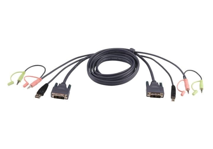 ATEN <2L-7D02U> Кабель для KVM переключателей (USB+Audio+Mic+DVI19M, 1.8м)