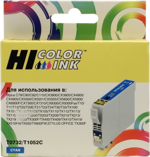 Картридж Hi-Color T0732/T1052C Cyan для Epson Stylus C79/CX3900/CX4900/CX5900/CX6900F