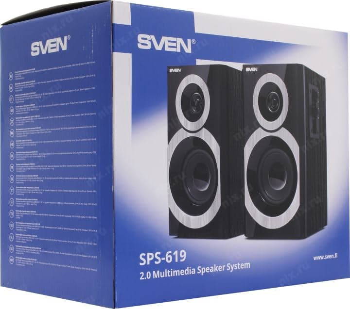 Колонки SVEN SPS-619 Black (2x10W, дерево)