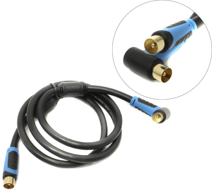Vention <VAV-A02-B100> Кабель антенный ТВ 9.5 (M-M), 1м, Г-образный коннектор