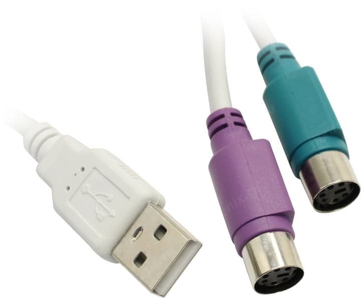 VCOM Кабель-адаптер USB A->2xPS/2 (для подключения PS/2клавиатуры и мыши к USB порту)