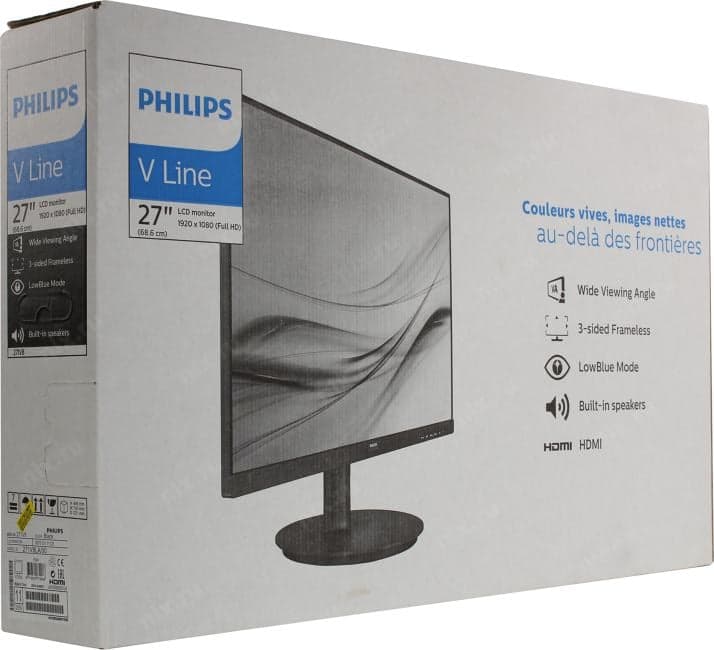 27" ЖК монитор PHILIPS 271V8LA/00/01 (LCD, 1920x1080, D-Sub, HDMI)