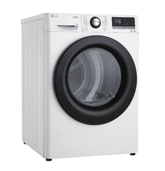 Сушильная машина LG DC90V3V6W белый, 9 кг, сушка - тепловой насос, программ - 14, 60 x 85 x 66 см
