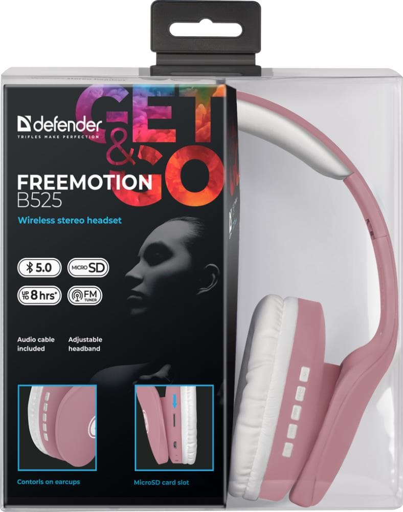 Defender Беспроводная гарнитура FreeMotion B525 розовый+белый, Bluetooth