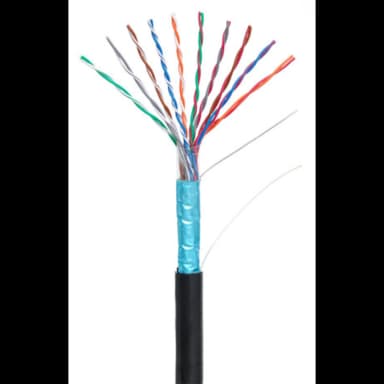 Кабель NETLAN F/UTP 10 пар, Кат.5 (Класс D), 100МГц, одножильный, BC (чистая медь), внешний, PE до -40C, черный, 305м