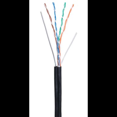 Кабель NETLAN U/UTP 4 пары, Кат.5e (Класс D), 100МГц, одножильный, BC (чистая медь), внешний, PE до -40C, с одножильным тросом, черный, 305м
