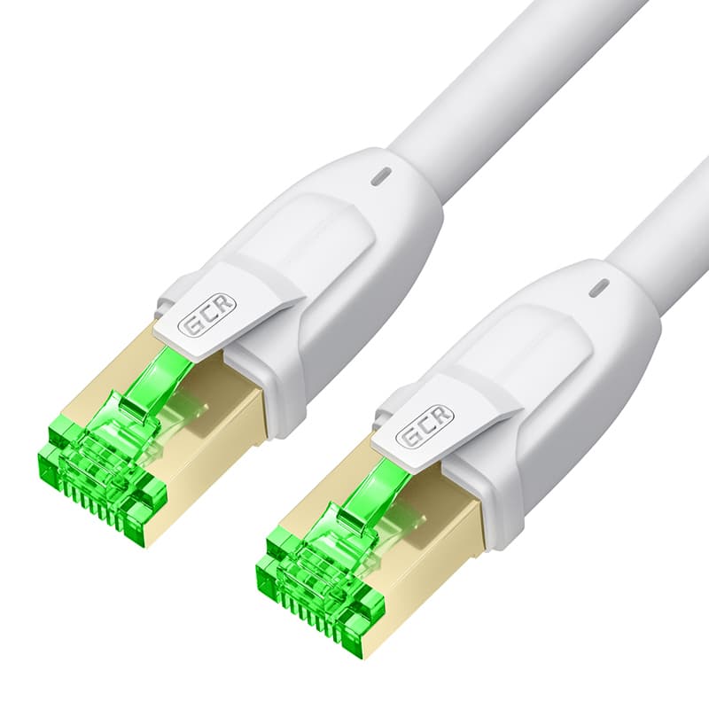 GCR PRO Патч-корд LSZH PROF кат.8 ethernet 30.0m S/FTP, RJ45, медь, 40 Гбит/с, 26 AWG, белый, литой, экранированные коннекторы 24K GOLD, T568B