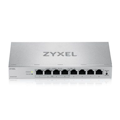 Коммутатор Web Smart L2 коммутатор Zyxel GS1200-8HPv3, 8xGE (4xPoE+), бюджет PoE 68 Вт, настольный, бесшумный