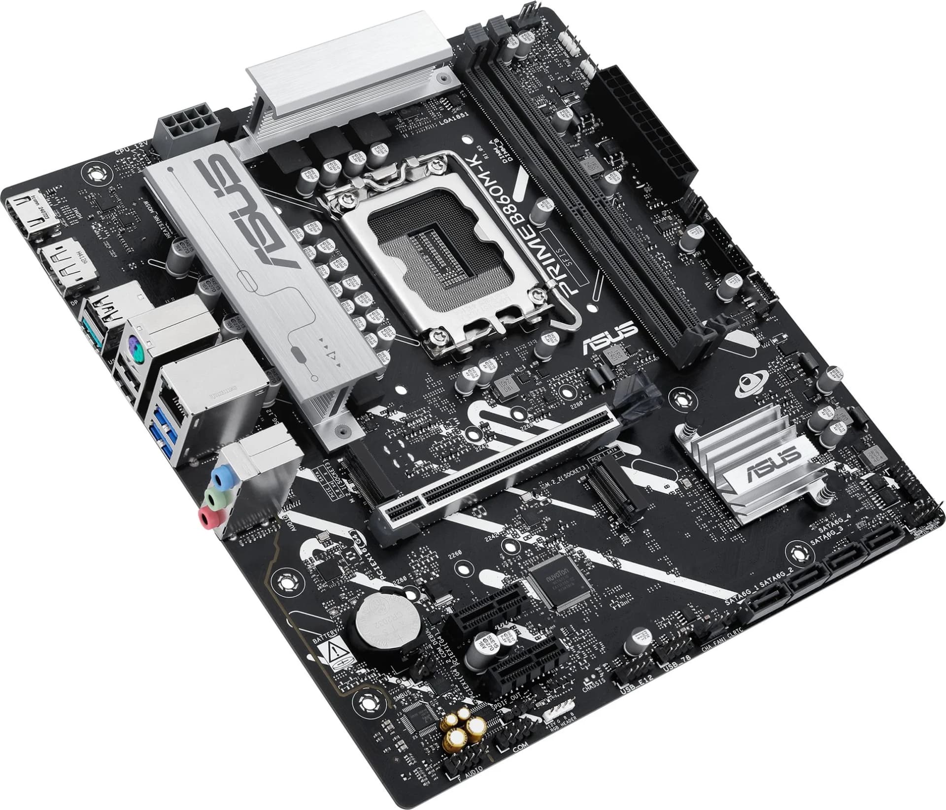 Материнская плата ASUS PRIME B860M-K, LGA1851, B860, 2*DDR5, 4*SATA, 2*M.2, 3*USB 3.2, 3*USB 2.0, 1*PCIx16, 2*PCIx1, DP+HDMI, mATX; 90MB1JT0-M0EAY0