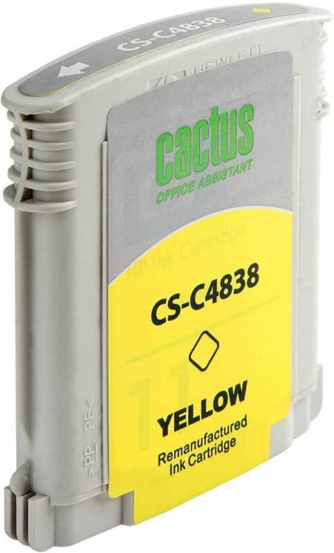 -/ Картридж струйный Cactus CS-C4838 №11 желтый (29мл) для HP BIJ 1000/1100/1200/2200/2300/2600/2800