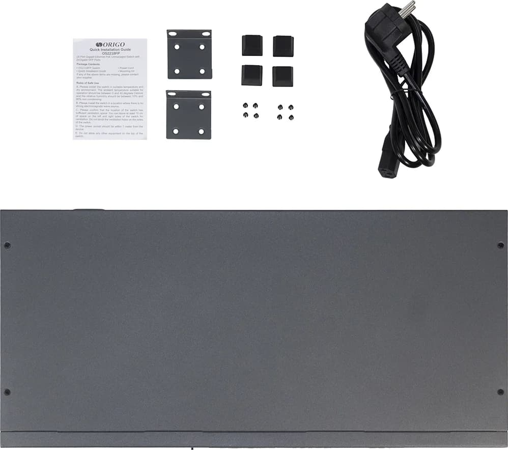 Коммутатор/ Unmanaged Switch 16x1000Base-T PoE, 2x1000Base-X SFP, PoE Budget 200W, Long-range PoE up to 250m, 19" w/brackets